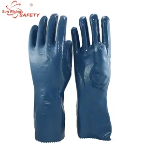 SRsafety Chemical Resistant Nitrile Gloves Fishing Long Sleeve Gloves Manufacturer Construction Dotted Gloves for work
