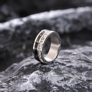 Roman Numeral Diamond <b>Ring</b> <b>Titanium</b> Steel Unisex Engagement <b>Ring</b> White Color Baguette Cut Geometric Design - Product Image 4