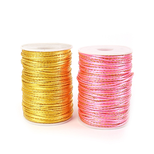 Cordon coréen personnalisé en polyester coloré or et argent de 2 mm, nœud chinois, corde tressée faite à la main pour chaussures et vêtements - Product Image 1
