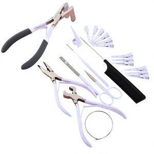 Customized Hair Extensions Tools Kit Black Color Keratin Bond <b>Cutter</b>, Ponytail Loop Tool, Separating Clips, Finger Tool, Scissor - Product Image 1