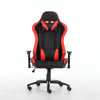 Chaise de bureau ergonomique noire et rouge avec logo personnalisé, dossier haut, pivotante, en cuir, pour jeux professionnels