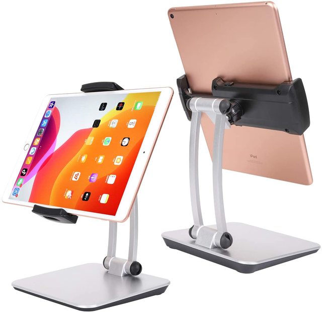 Adjustable 13-inch Universal Aluminium Alloy Desk Stand for Folding 360 Swivel Portable Mobile Phone Tablet Holder Plastic HRT
