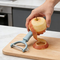 Groothandel handmatige roestvrijstalen & PP plastic multifunctionele fruit- en groenteschiller/snijder met aangepast logo