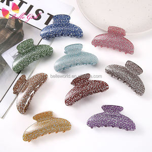 BELLEWORLD versión coreana <span class=keywords><strong>de</strong></span> moda acrílico Accesorios Para El Pelo Mujer 9,8 cm mujeres niñas pinza para el cabello leopardo Floral pinza para el cabello - Product Image 1