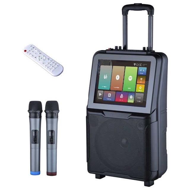 Karaoke Speaker with Screen Tablet ,trolley Speaker for Indoor Outdoors All in One Karaoke Android 12 Speaker