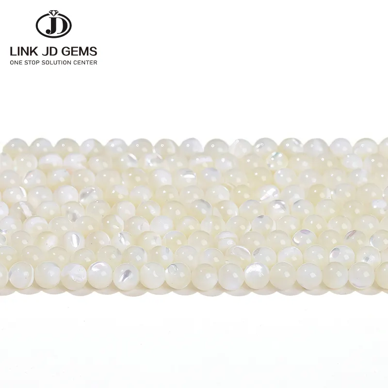 JD GEMS Großhandel 2 3 4 mm Natürliche weiße Perlenmutter-Schale Perlen runde Schale lose Perlen zur Schmuckherstellung