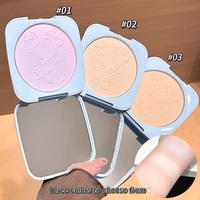 Poudre compacte LUCKGO au design sirène avec miroir et houppette douce, poudre fixante anti-brillance longue tenue pour le maquillage du visage