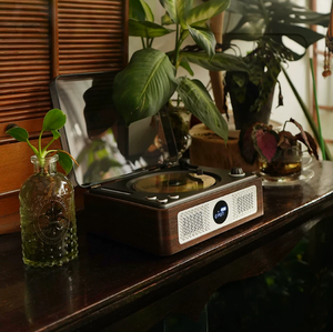 Tourne-disque rétro en bois MDF sur mesure avec haut-parleur intégré, lecteur audio BT pour décoration intérieure, lecteur de disques vinyles 3 vitesses - Product Image 5