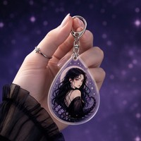 Porte-clés personnalisé en acrylique signe zodiacal Scorpion, forme goutte d'eau, design fille Scorpion, fermoir argenté, cadeau astrologique, vente en gros