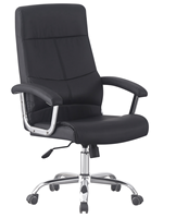 Chaise de bureau de direction à dossier haut en cuir PU, pivotante et réglable, avec base chromée, ergonomique pour manager