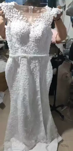 S8291F Customize Cap Sleeve Plus Size African With Detachable Skirtv Pearl Beaded Wedding Dress - Product Image 2
