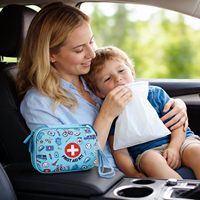 Trousse de premiers secours pour enfants en étui rigide EVA, sac médical portable pour enfants avec double fermeture éclair et mousqueton, logo personnalisé