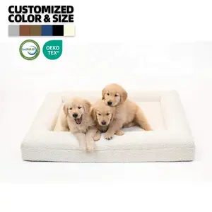 2024 Wholesale Custom Memory Foam Pet Bed Removable Washable Luxury Orthopedic Foam Boucle Dog Cat Bed