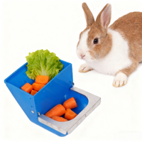 Nouvelle mangeoire et abreuvoir automatique pour lapins en plastique bleu avec fonction de verrouillage, système automatique humide/sec