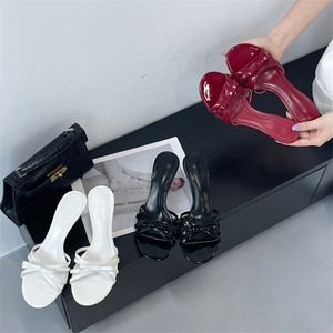 Women's Sexy Toe High Heel Sandals Slip-On Bow Design Casual Outdoor Party <b>Shoes</b> for Spring Summer Size 43 Open Peep Toe Style - Product Image 5