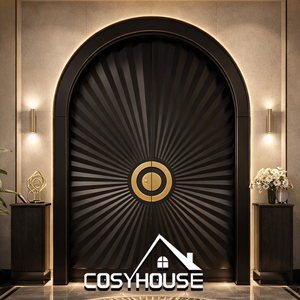 Modern Black Aluminum Double Front Entry Door with Glass Inserts and Sidelights Luxury Exterior Entrance Door - Product Image 6