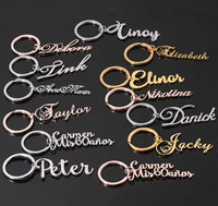 Porte-clés personnalisé en acier inoxydable plaqué or 18 carats avec lettre initiale, style DIY, avec incrustation à sertissage clos, pour dropshipping