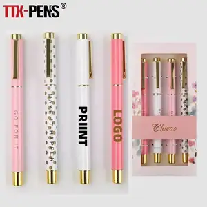 TTX-Bolígrafo de Metal para publicidad Kawaii, bolígrafo con patrón impreso de regalo, personalizado, con caja, regalo de Navidad