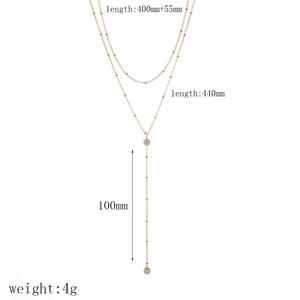 ट्रेंडी राउंड स्टेनलेस स्टील गोल्ड प्लेटेड नेकलेस जीरोमीटर लंबी चेन महिला उपहार के लिए आकर्षक हार - Product Image 3