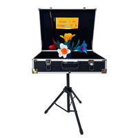 Valise de Magicien pour Tours de Magie, Table de Magie, Accessoires et Trucs, avec Trépied en Aluminium Noir et Argent, Boîte de Rangement Magique