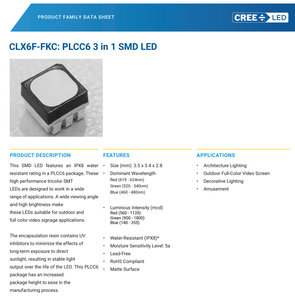 LEDs Multicolores CREEs CLX6F-FKC-CKNNQDGBB7a363 622nm Rojo 530nm Verde 470nm Azul RGB SMD - Product Image 2