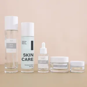 Botol semprotan kaca buram, bening botol pompa semprot kabut Perawatan Kulit ramah lingkungan 25ml 30ml 40ml 60ml 80ml 100ml set lengkap dengan stoples