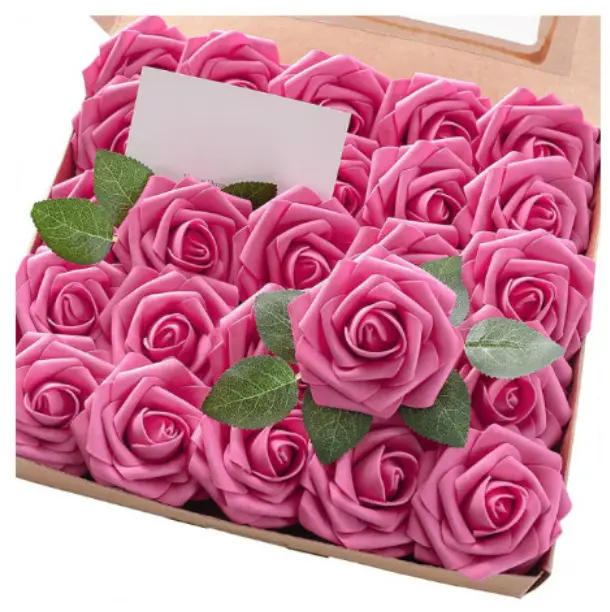 Vendita di fiori di nozze artificiali composizioni di fiori di schiuma rose con stelo di 8cm fiore artificiale decorazione con stelo PE schiuma