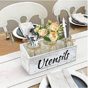 Classique Grand Rectangle En Bois Porte-Ustensiles Ferme Cuisine Comptoir Bac De Rangement avec Laque Technique Organisateur De <span class=keywords><strong>Bureau</strong></span> - Product Image 3