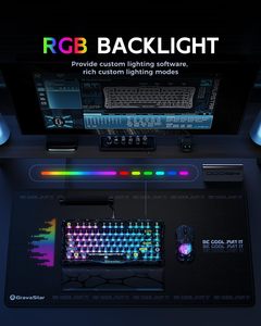 Clavier mécanique de jeu sans fil GravaStar Mercury K1 Lite 75% Tri-mode Gasket RGB avec touches transparentes en PC et échangeables à chaud - Product Image 5