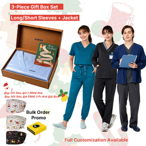 ANNO Vente en gros Ensemble de blouses médicales de Noël en coffret cadeau, Tenue de jogging <span class=keywords><strong>TR</strong></span> pour personnel de clinique dentaire, uniforme de dentiste avec veste - Product Image 1