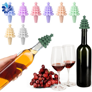 Bouchons de bouteille en silicone pour arbre de Noël, anti-fuite, pour la conservation du vin, multicolores - Product Image 1