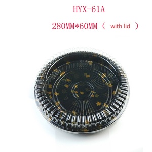 HYX-61 Descartável PET Circle Platter Container Embalagem Sushi Box Bandejas com Tampa Fast Food Plástico Personalizado Redondo Japonês