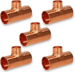 1/4 "1/2" 3/4 "3/8" 5/16 "铜三通接头，用于暖通空调连接器管件