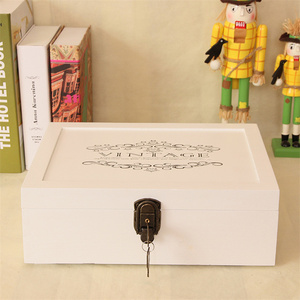 Caixa De Madeira, Caixa De Armazenamento De Madeira Com Bloqueio, Caixa De Madeira Artesanal com Tampa Dobrável, Grande Caixa De Design Retro para Lembragem, Receita ou Jóias - Product Image 5