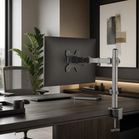 Support de moniteur robuste de type poteau, fixation de bureau, support d'écran unique robuste, pivotant à mouvement complet, support ergonomique pour postes de travail