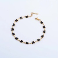 Bracelet en acier inoxydable de 6 mm, tendance, avec perles en émail noir en forme d'œil de papillon, bijoux cadeaux pour hommes et femmes