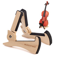 MUSOSTAND Premium Bois Massif Mini Violon Ukulélé Stand Léger Élégant Support pour Mandoline Banjo Table Bureau Stand Accessoire