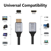 Mini Adaptador HD 1080 a HD, Macho a Hembra, Cable HD 2.0V 4K, Compatible con Monitores, Televisores, Proyectores y Computadoras Portátiles 2.0V 4K