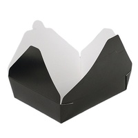 Boîte à lunch carrée jetable en kraft noir, écologique, pour restaurant, contenant alimentaire à emporter, imprimée en quatre couleurs