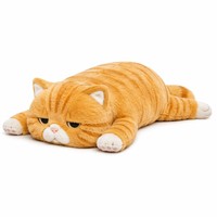 Peluche de chat réaliste lestée avec rayures tigrées, jouet doux et plat pour soulager l'anxiété et le soutien sensoriel