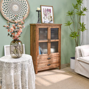 American Style Rustic Chunky Plank Recycled Pine <b>Wooden</b> Free-standing Living Room <b>Storage</b> <b>Cabinets</b> with 2 Drawers Home Furniture - Product Image 2