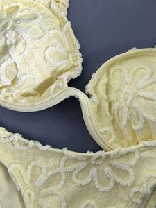 <b>Top</b> hot Yellow Flower Two Piece <b>Bikini</b> Underwire <b>Push</b> <b>Up</b> Ruched Shoulder Straps Swimsuit For Women Beach Holiday Vacation Wear - Product Image 6