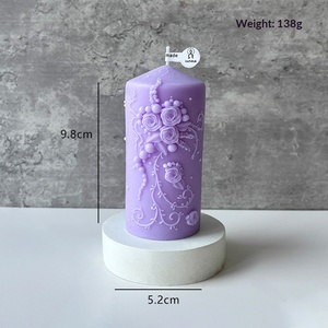 Vela aromática con diseño floral en relieve, decoración artística para mesa de boda, hogar, fiesta, festival, regalo. - Product Image 6