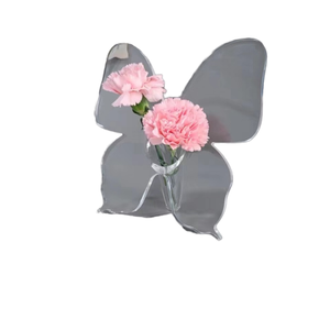 Versatile <b>Mini</b> 3D Floral Art Deco Eco-friendly Transparent Acrylic Butterfly Tabletop <b>Vase</b> Centerpiece Home Decor Rectangle - Product Image 1