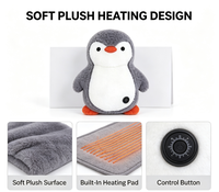 Peluche chauffante USB en forme de pingouin avec 3 niveaux de température, protection contre la surchauffe, compagnon en peluche pour enfants et adultes, compagnon de bureau à domicile