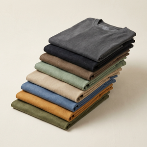 12 Colors Custom T Shirt Men 300G Heavyweight Acid Wash Tee Wholesale Ready to Ship Cotton Blank T-shirt - Product Image 2