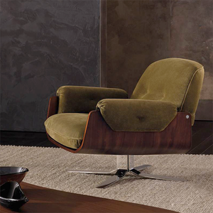 Poltrona Singola di Design Moderno VOXHOME per <span class=keywords><strong>Soggiorno</strong></span>, Sedia con Gambe in Acciaio Inox, Struttura in Legno Massello, Rivestimento in Velluto - Product Image 1