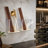 Impressionnante boîte de rangement pour baguettes de cuisine, support mural en plastique de qualité alimentaire avec drainage pour ustensiles de table
