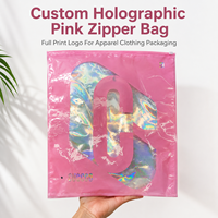 Sacs en plastique refermables avec logo personnalisé, imprimés par gravure, film holographique laser découpé, recyclables, pour chaussettes, vêtements, fourrures, emballage, fermeture éclair