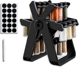 Support de Rangement Rotatif pour Épices de Cuisine en Promotion avec 18 Bouteilles, Ensemble de Bocaux en Verre pour Assaisonnements - Product Image 2
